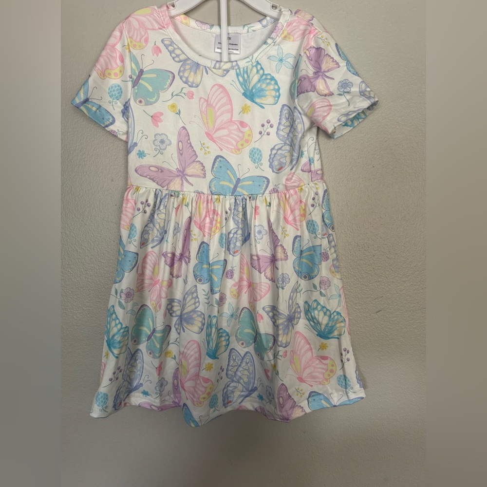New‎ Toddler Girls Butterfly fit and flare light Comfy Summer Spring Dress 1-2